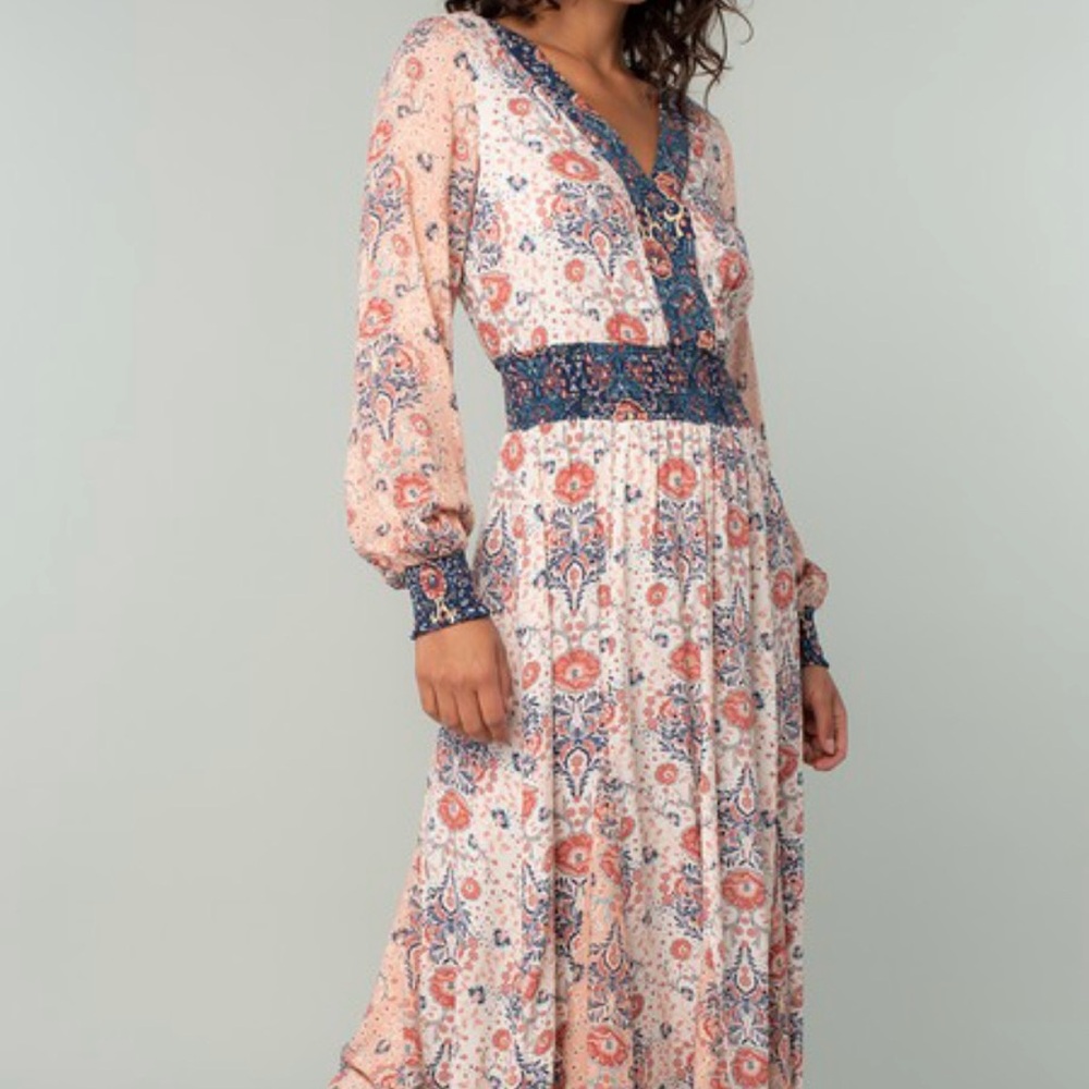 NWT Dress‎ Love Stitch Lovestitch maxi Vneck gorgeous mixed prints S M L ($105)